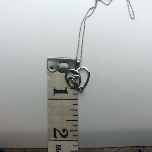 Sterling 10k Rose Gold & Diamond Heart Hearts Infinity Necklace 19” + .9” - Picture 6 of 6